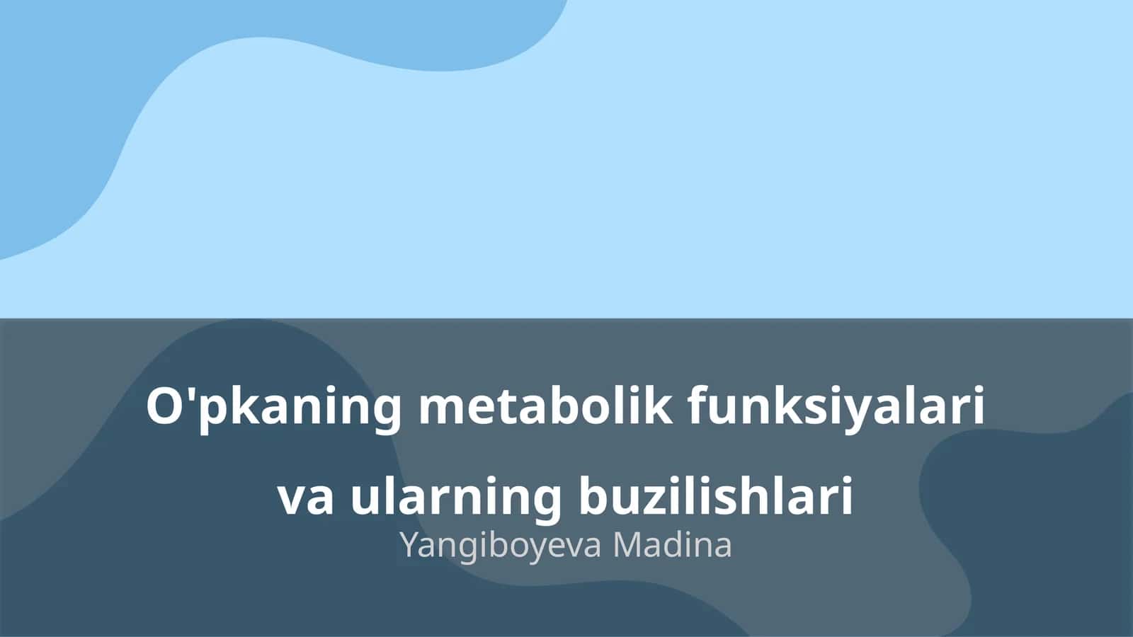 O'pkaning metabolik funksiyalari va ularning buzilishlari