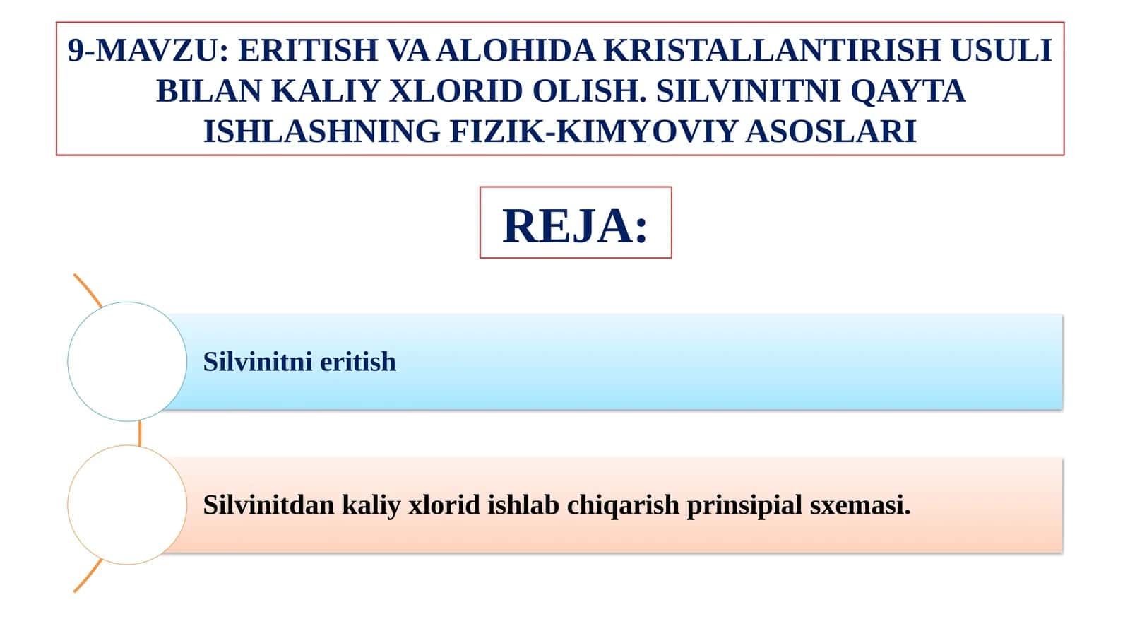 ERITISH VA ALOHIDA KRISTALLANTIRISH USULI BILAN KALIY XLORID OLISH