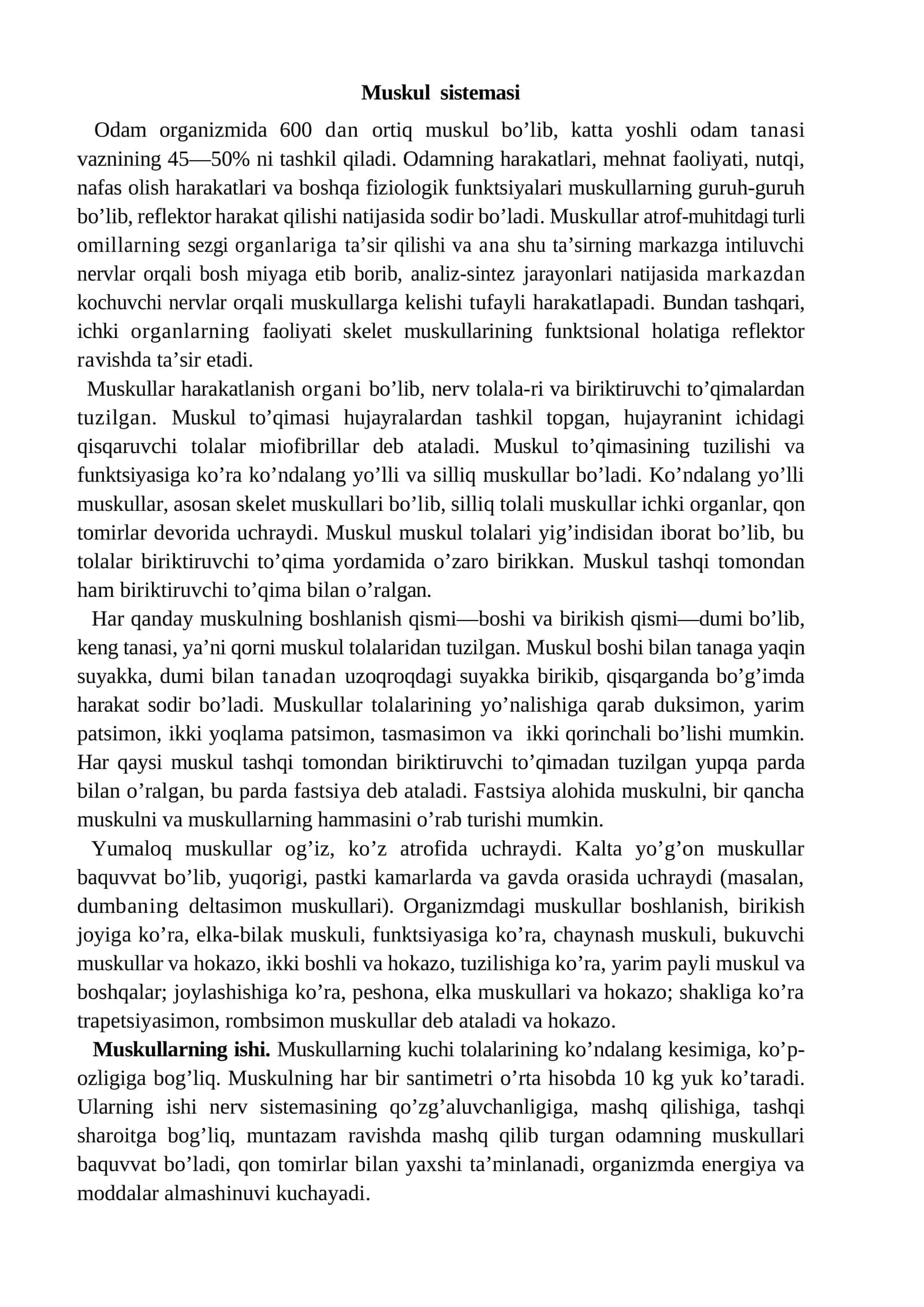 Muskul sistemasi