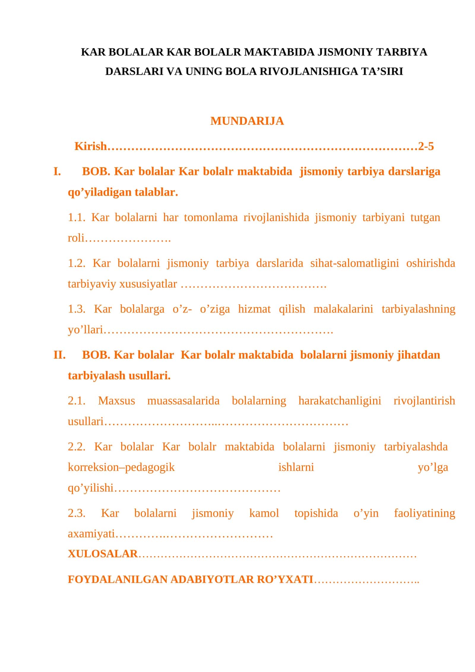 Kar Bolalar Kar Bolalr Maktabida Jismoniy Tarbiya Darslari