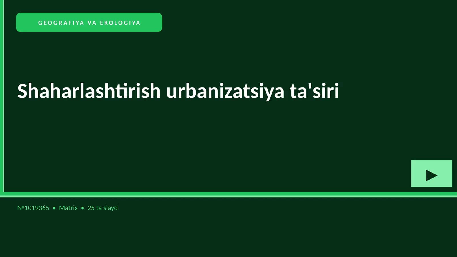 GEOGRAFIYA VA EKOLOGIYA