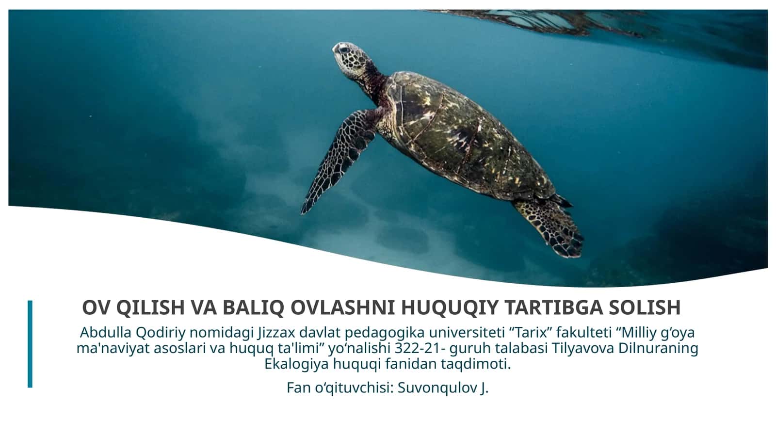 OV QILISH VA BALIQ OVLASHNI HUQUQIY TARTIBGA SOLISH