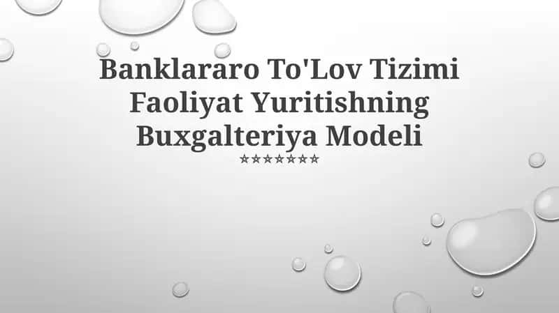 Faoliyat Yuritishning Buxgalteriya Modeli