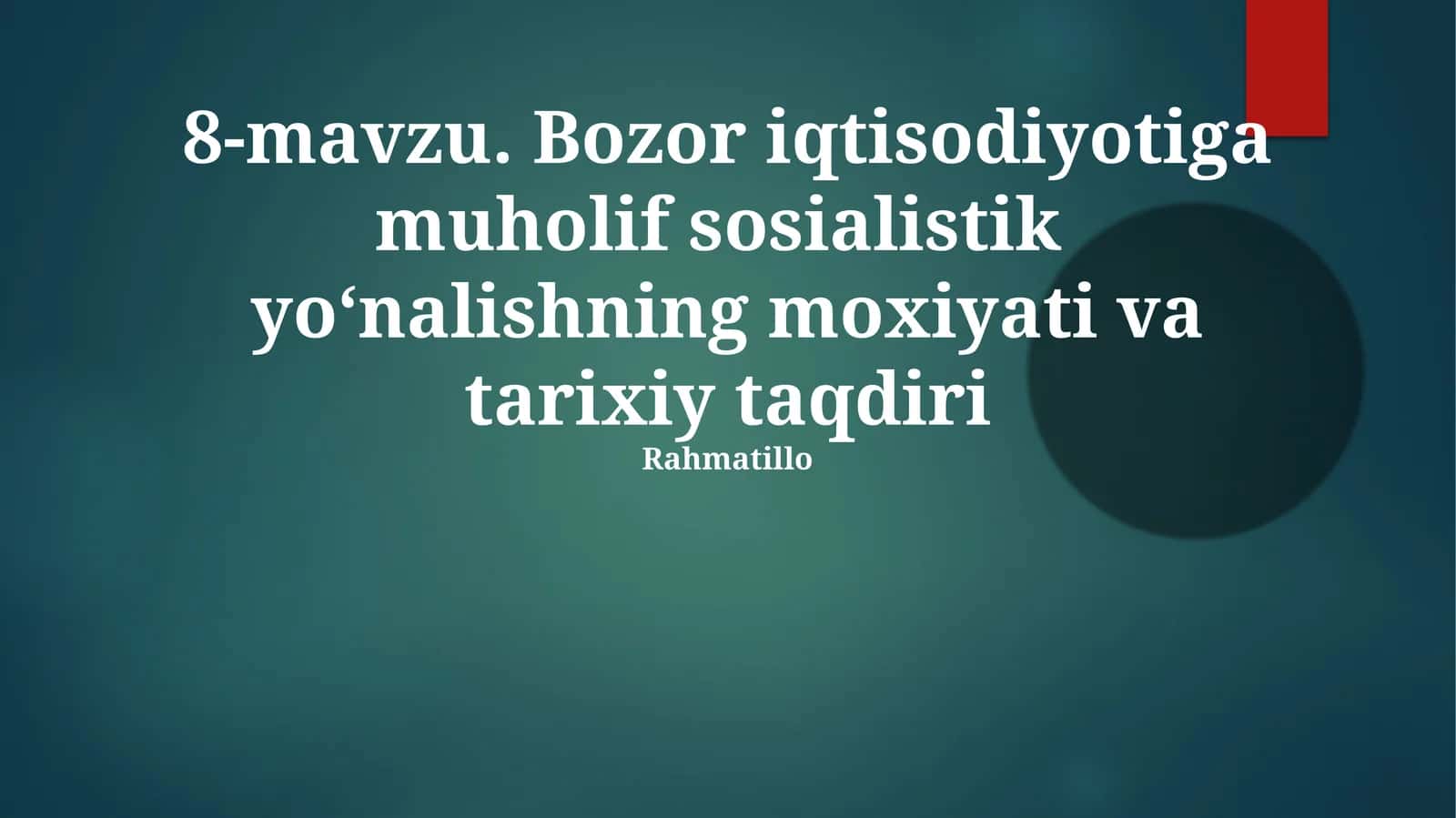 Bozor iqtisodiyotiga muholif sosialistik yo‘nalishning moxiyati va tarixiy taqdiri