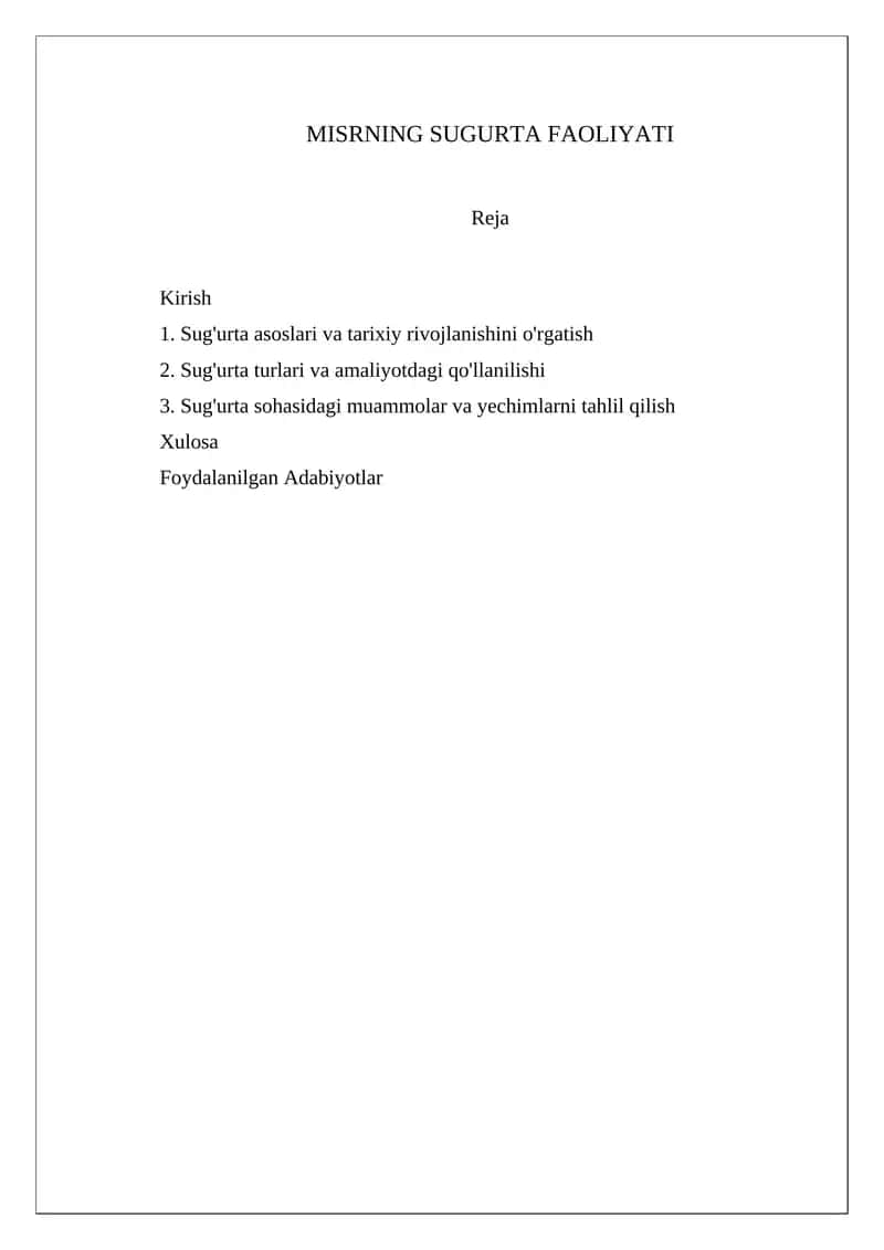 MISRNING SUGURTA FAOLIYATI
