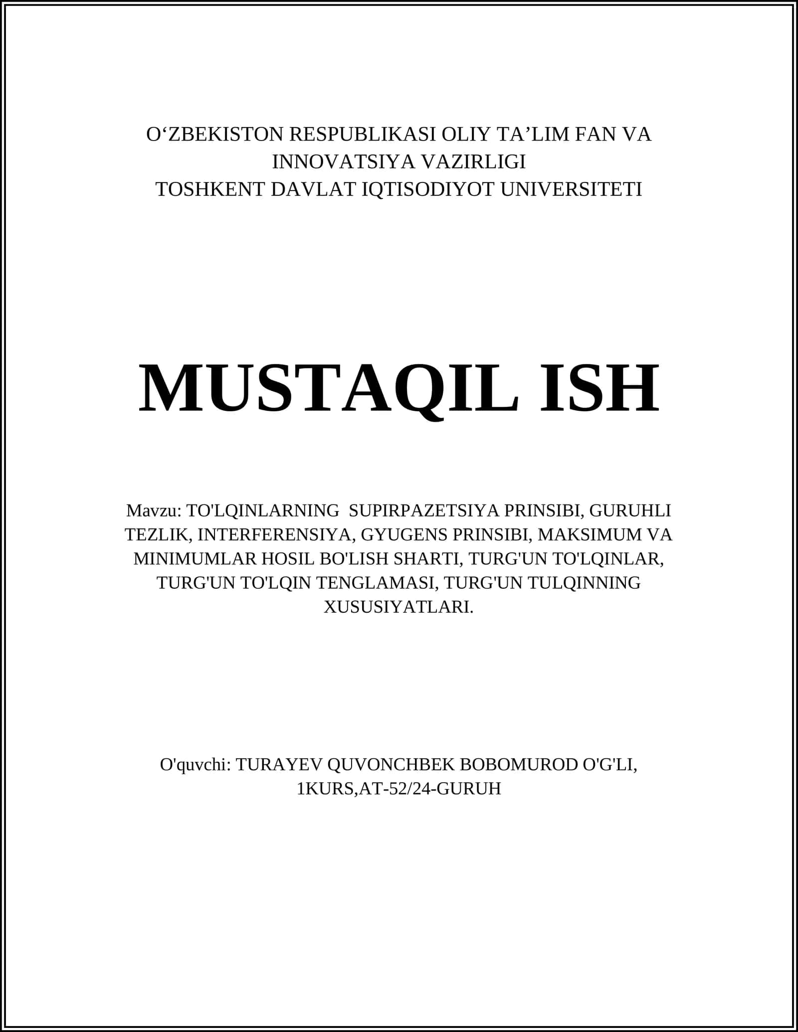 TO'LQINLARNING SUPIRPAZETSIYA PRINSIBI