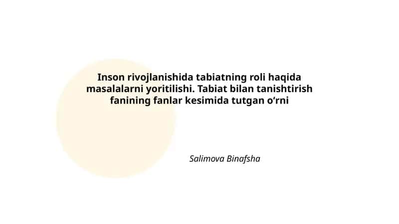 Tabiatning Insonning Jismoniy Rivojlanishidagi Roli