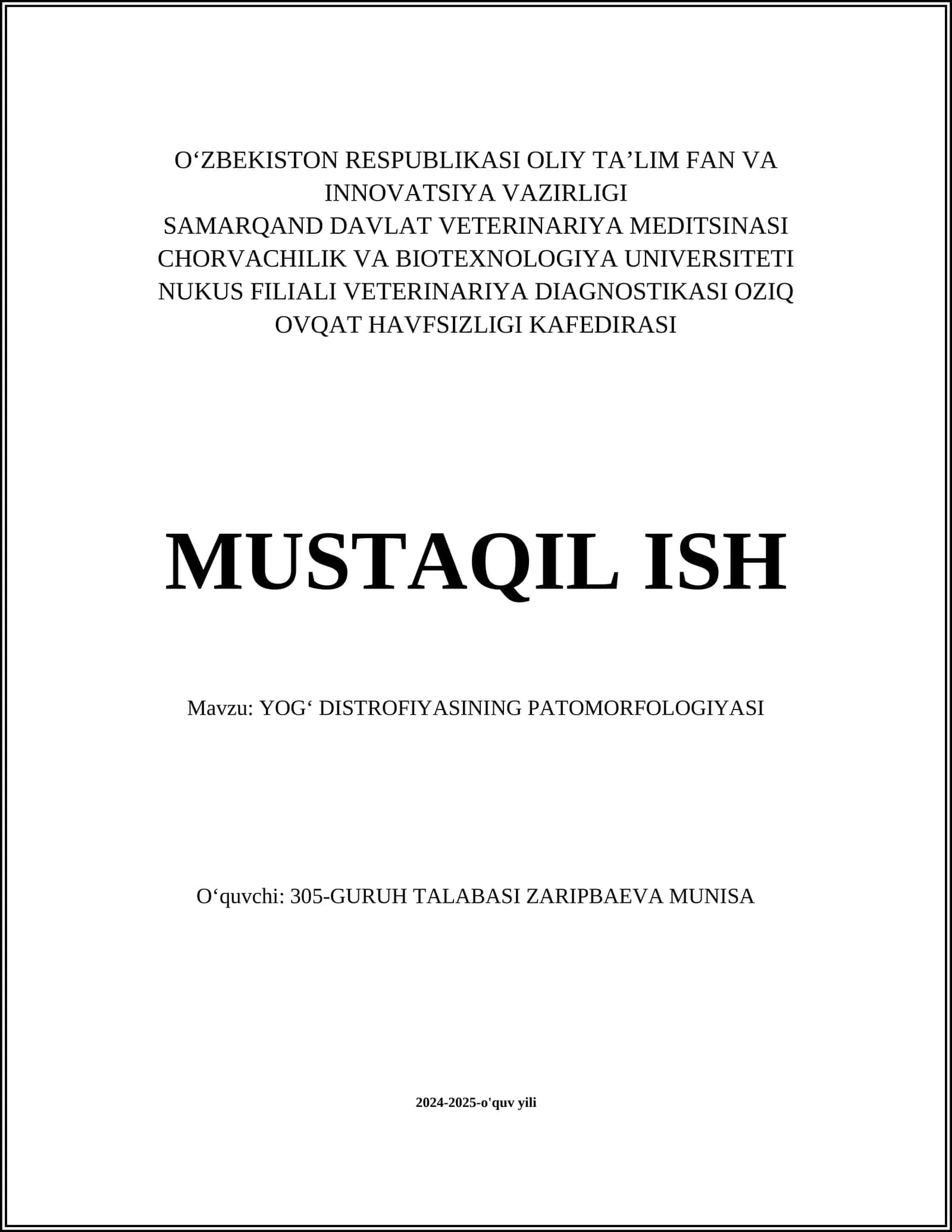 YOGʻ DISTROFIYASINING PATOMORFOLOGIYASI