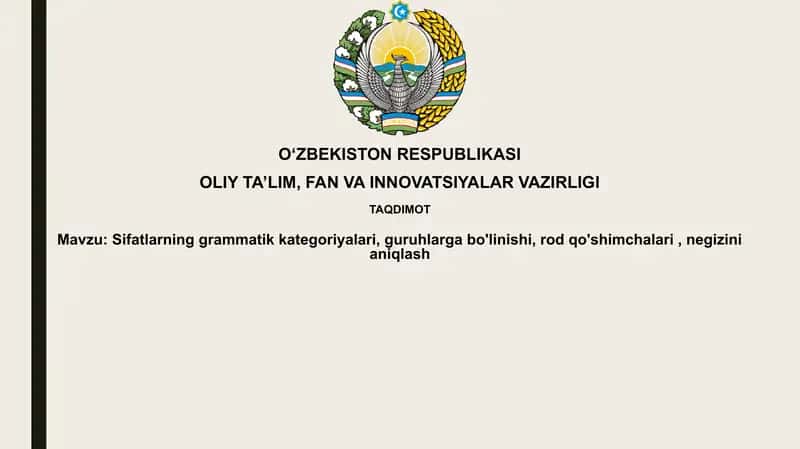 Sifatlarning grammatik kategoriyalari