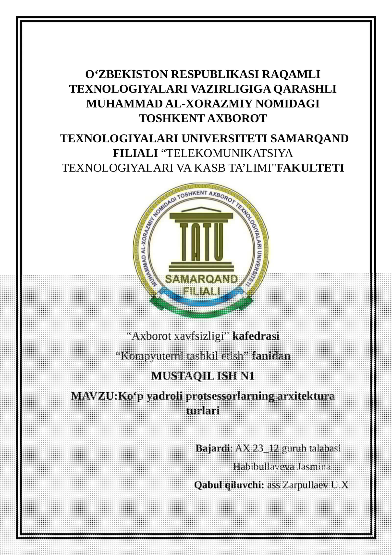 Ko‘p yadroli protsessorlarning arxitektura turlari