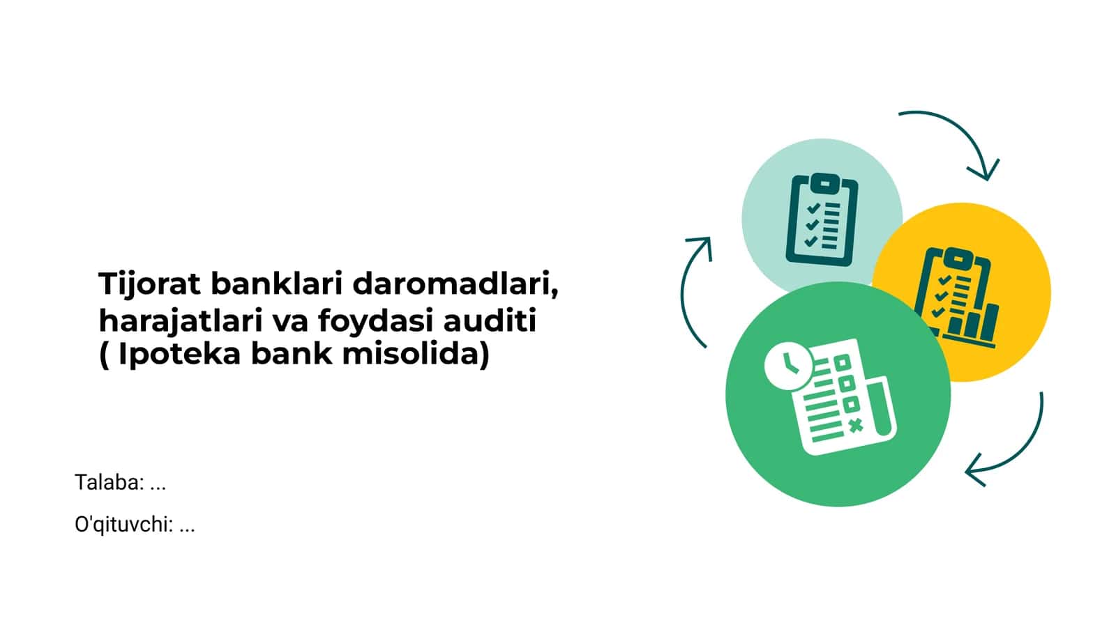 Tijorat banklari daromadlari, harajatlari va foydasi auditi