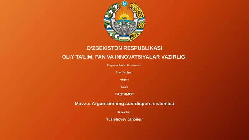 Arganizimning suv-dispers sistemasi