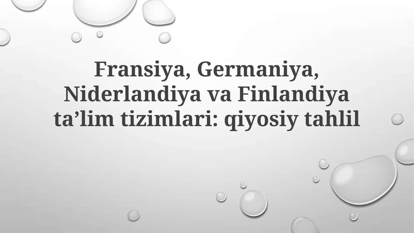 Fransiya,Germaniya,Niderlandiya va Finlandiya taʼlim tizimlari:qiyosiy tahlil