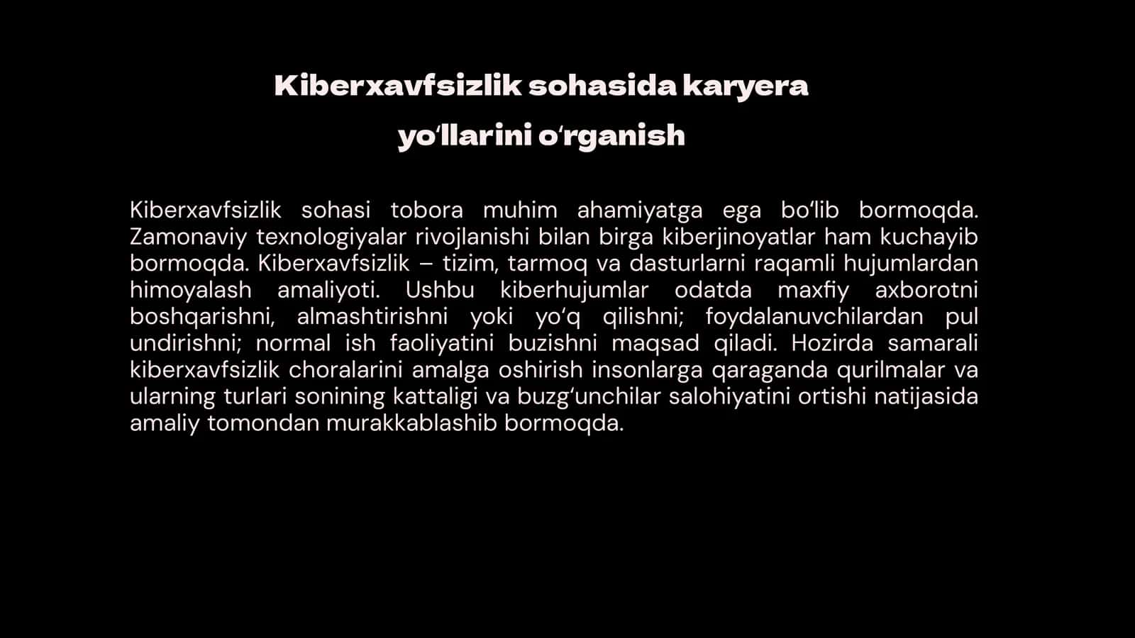 Kiberxavfsizlik sohasida karyera yo'llarini o'rganish