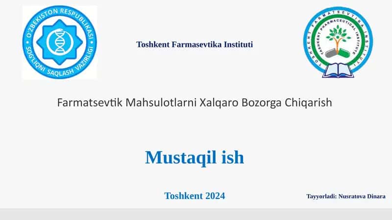 Farmatsevtik Mahsulotlarni Xalqaro Bozorga Chiqarish