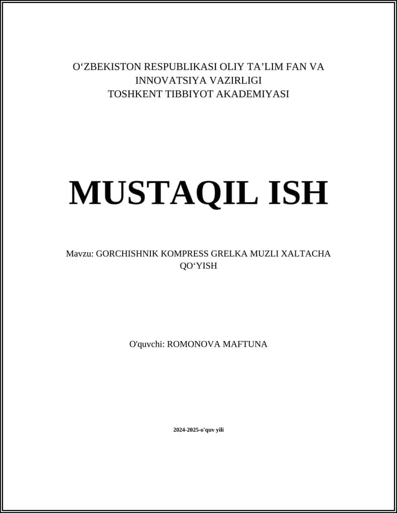GORCHISHNIK KOMPRESS GRELKA MUZLI XALTACHA QOʻYISH