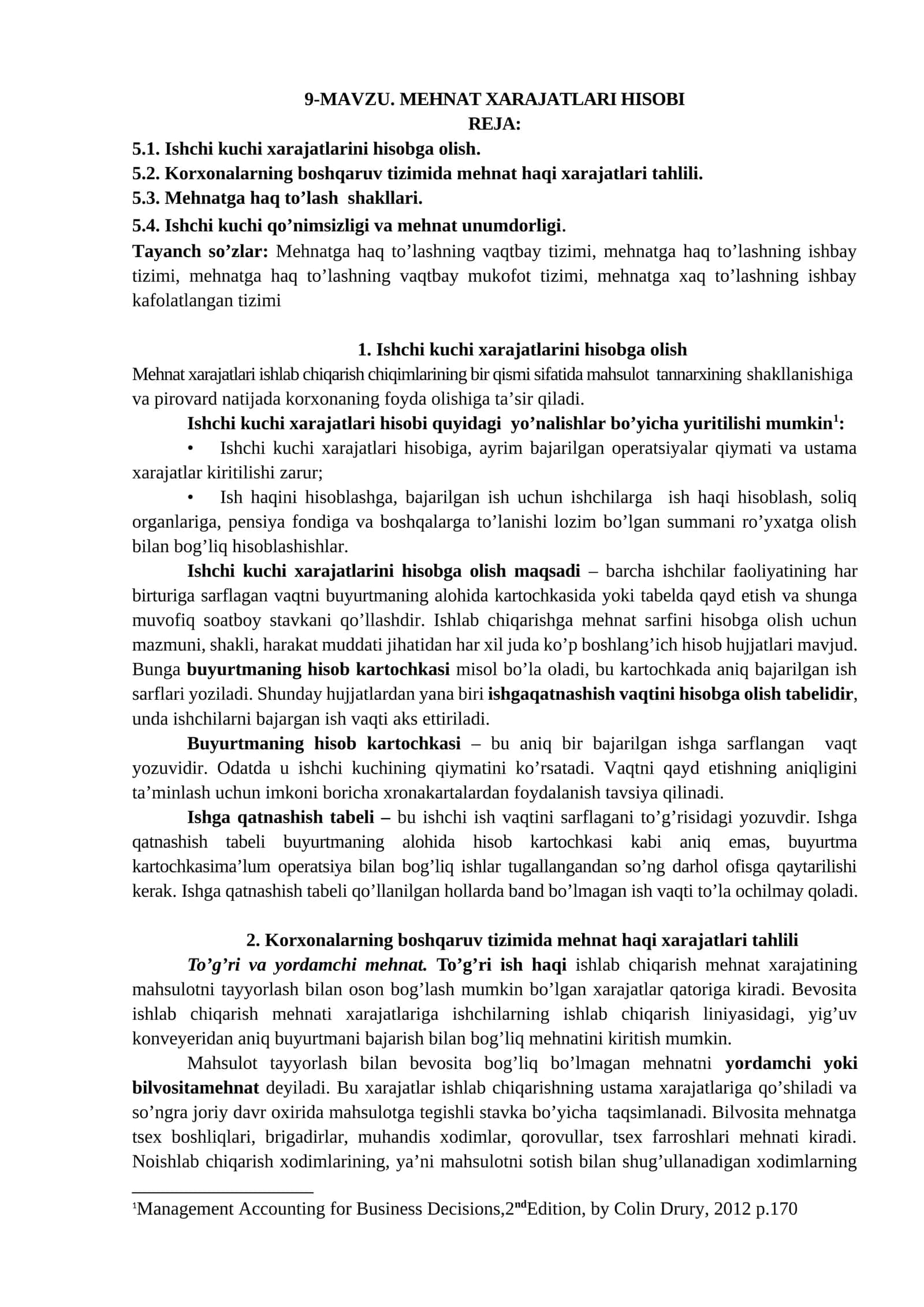 MEHNAT XARAJATLARI HISOBI