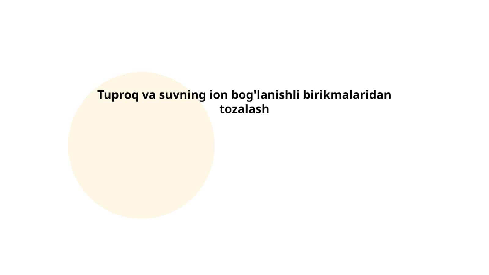 Tuproq va suvning ion bog'lanishli birikmalaridan tozalash