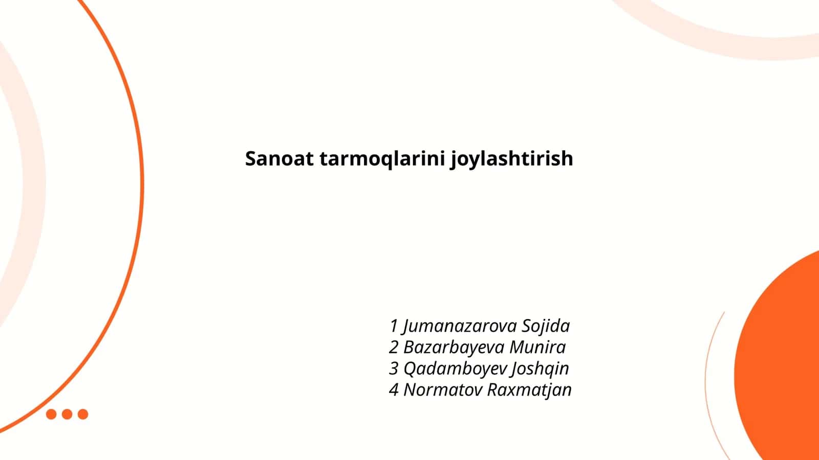 Sanoat tarmoqlarini joylashtirish