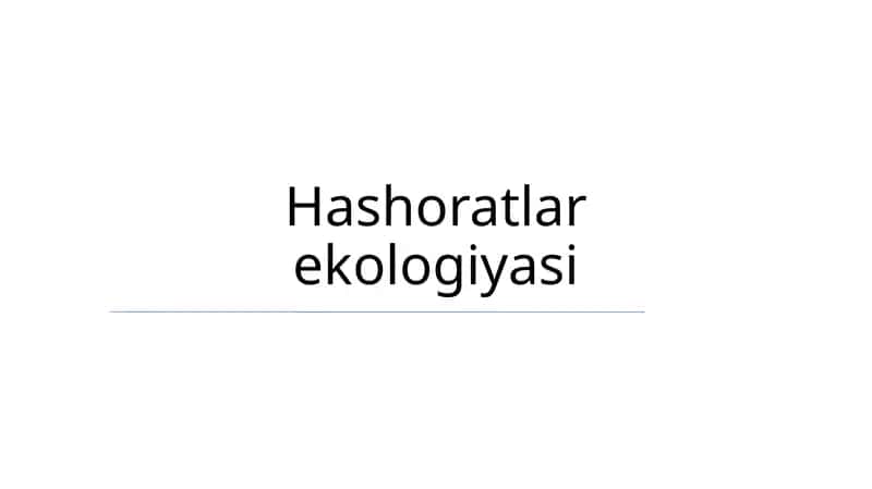 Hashoratlar ekologiyasi