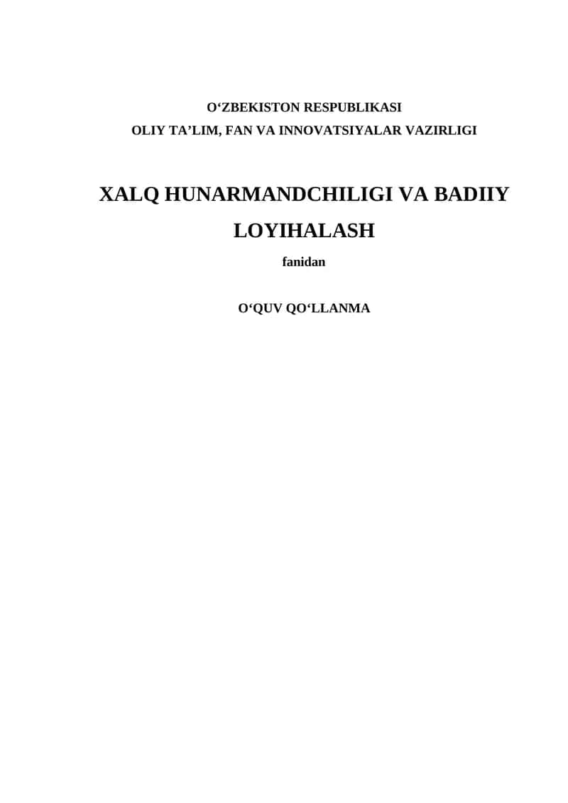 Xalq Hunarmandchiligi va Badiiy Loyihalash
