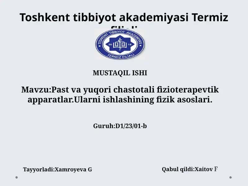 Pastvayuqori chap total fizioterapevtik apparatlar