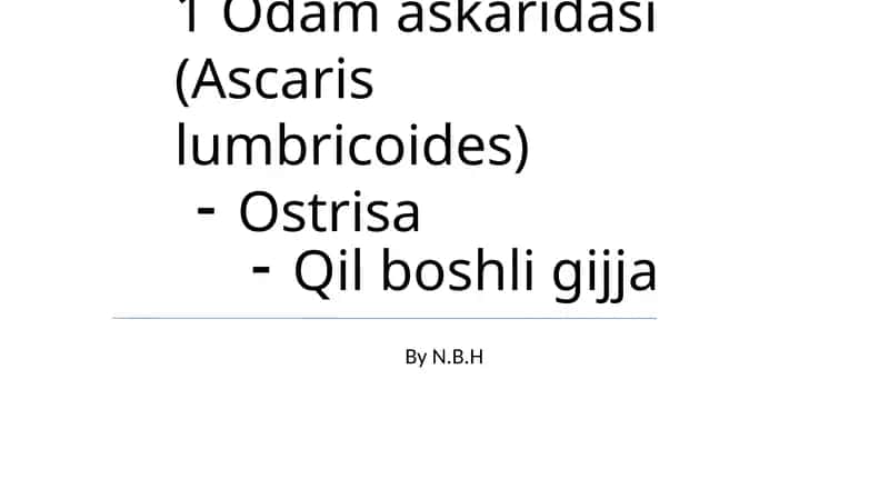 Odam askaridasi (Ascaris lumbricoides)