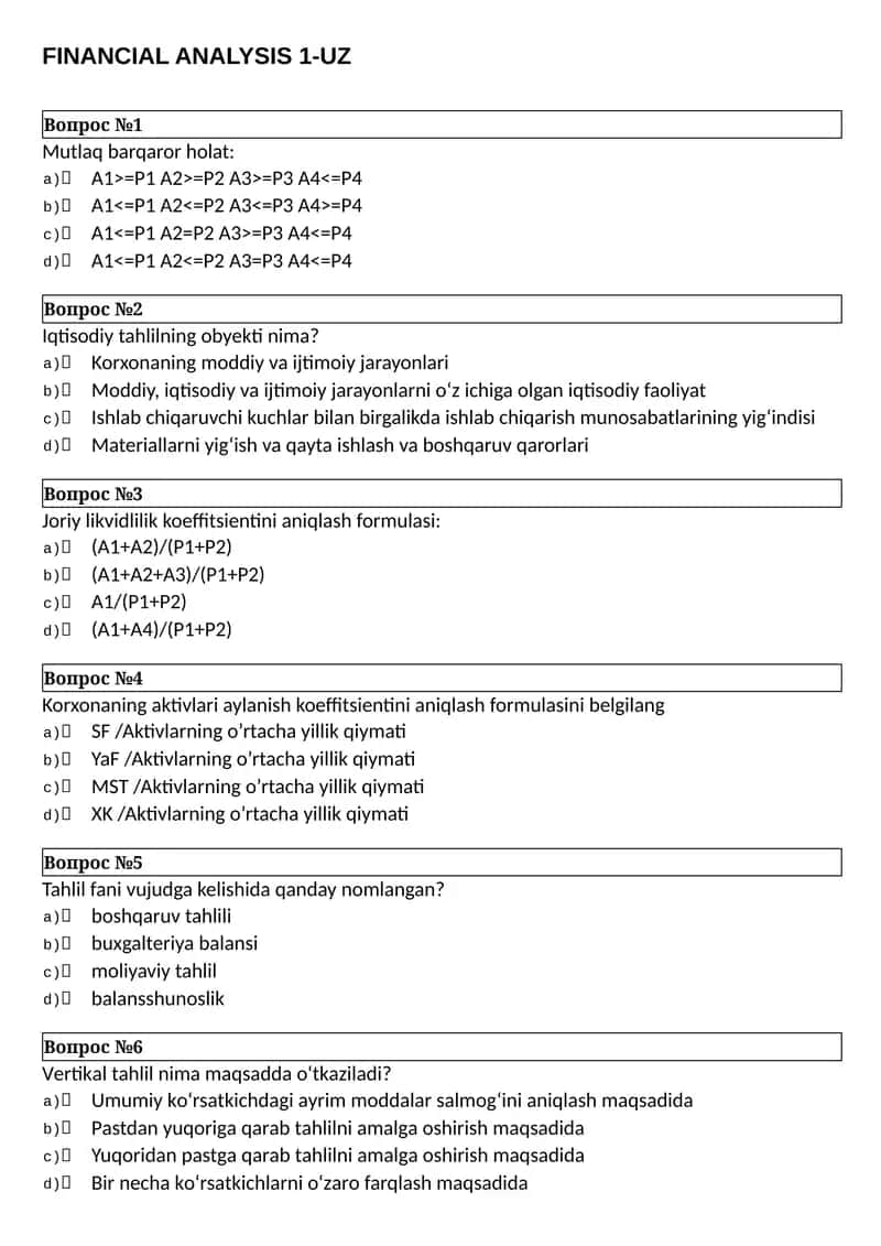 FINANCIAL ANALYSIS 1-UZ