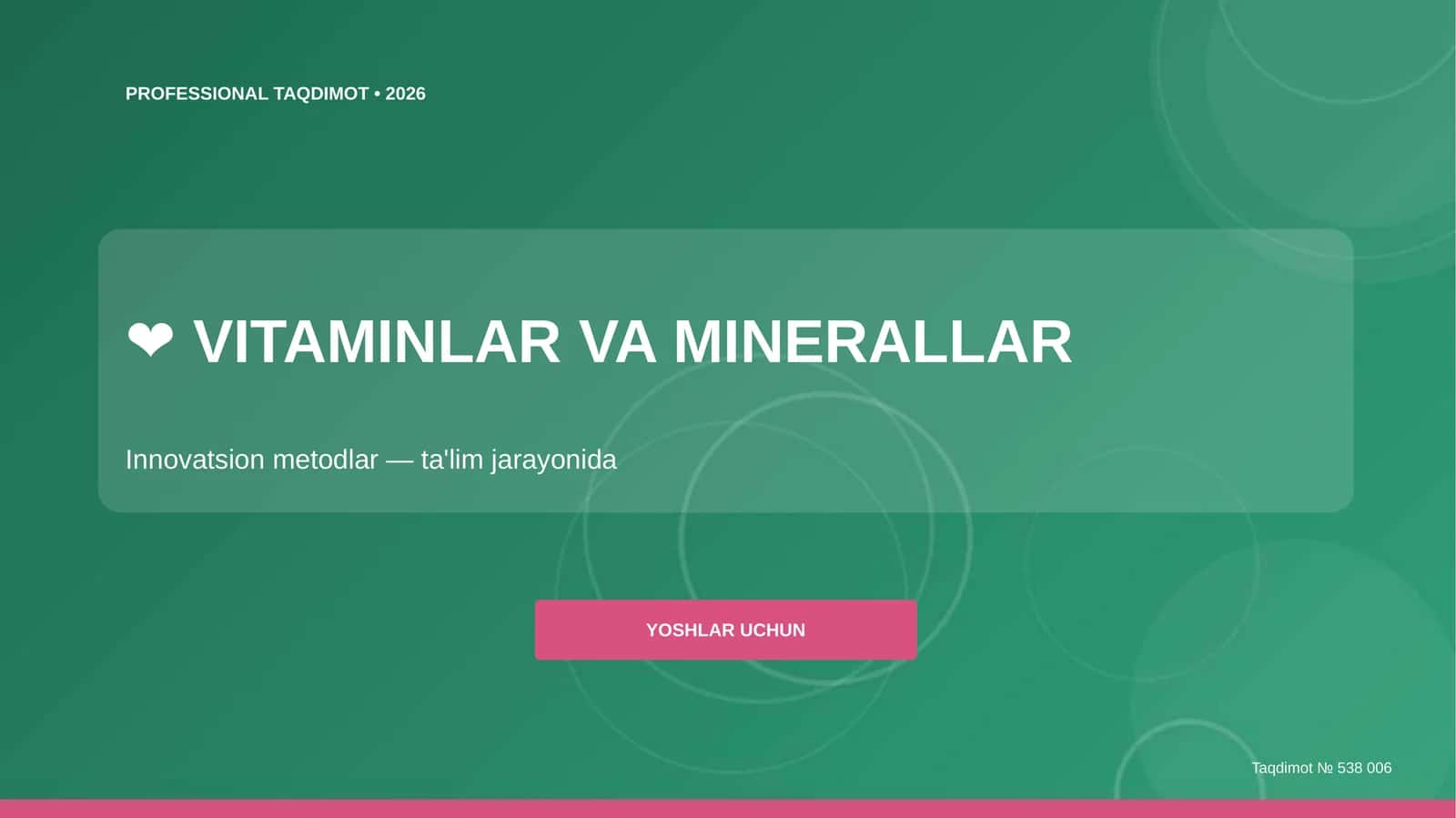 VITAMINLAR VA MINERALLAR