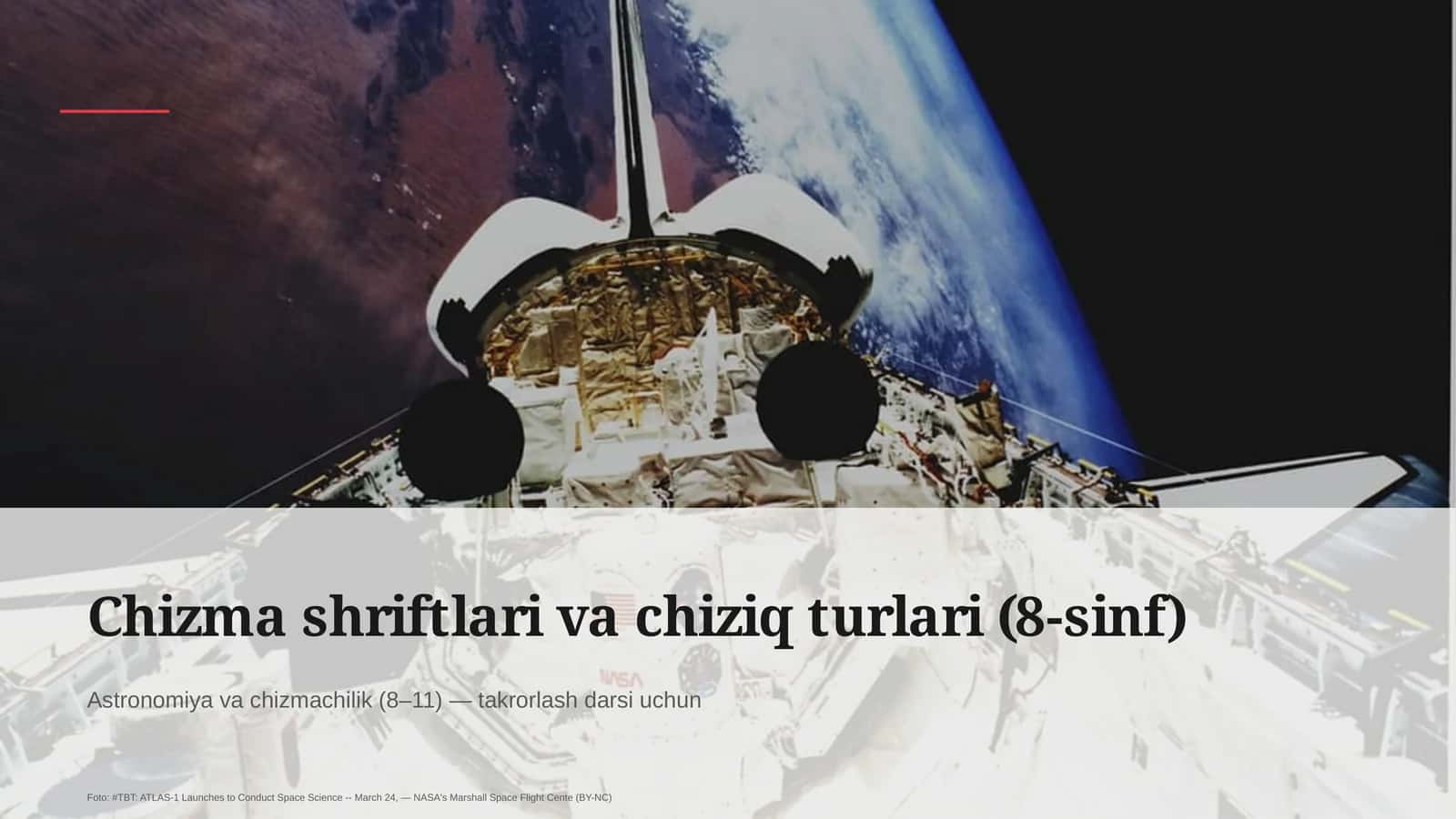 Chizma shriftlari va chiziq turlari (8-sinf)