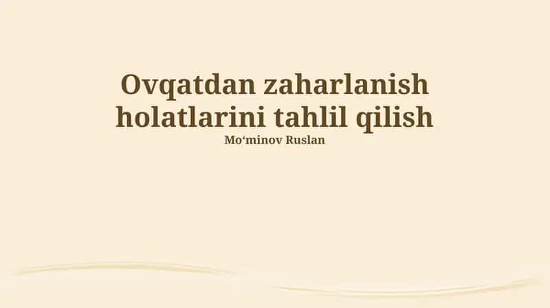 Oziq-ovqat zaharlanishining asosiy sabablari