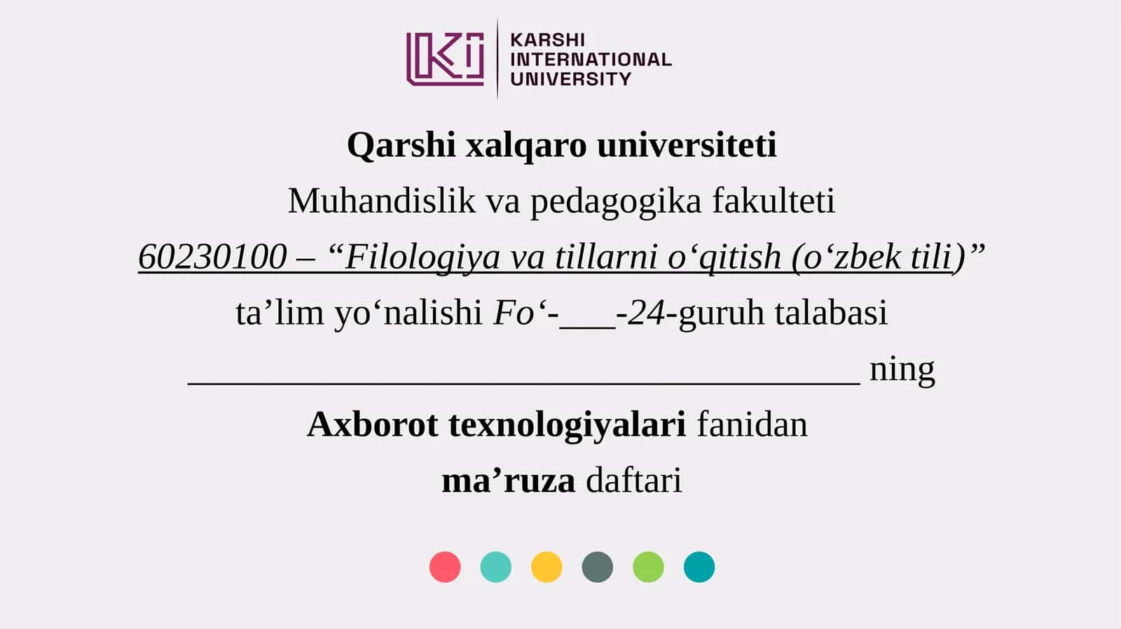 Filologiya va tillarni o‘qitish (o‘zbek tili)