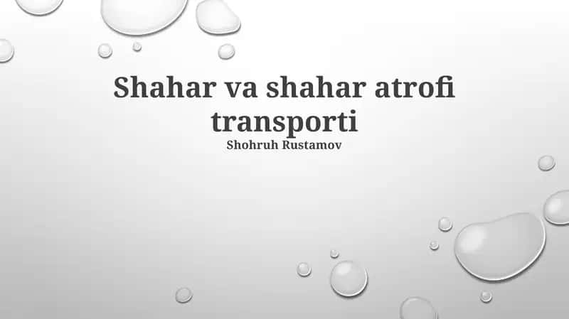 Shahar va shahar atrofi transporti