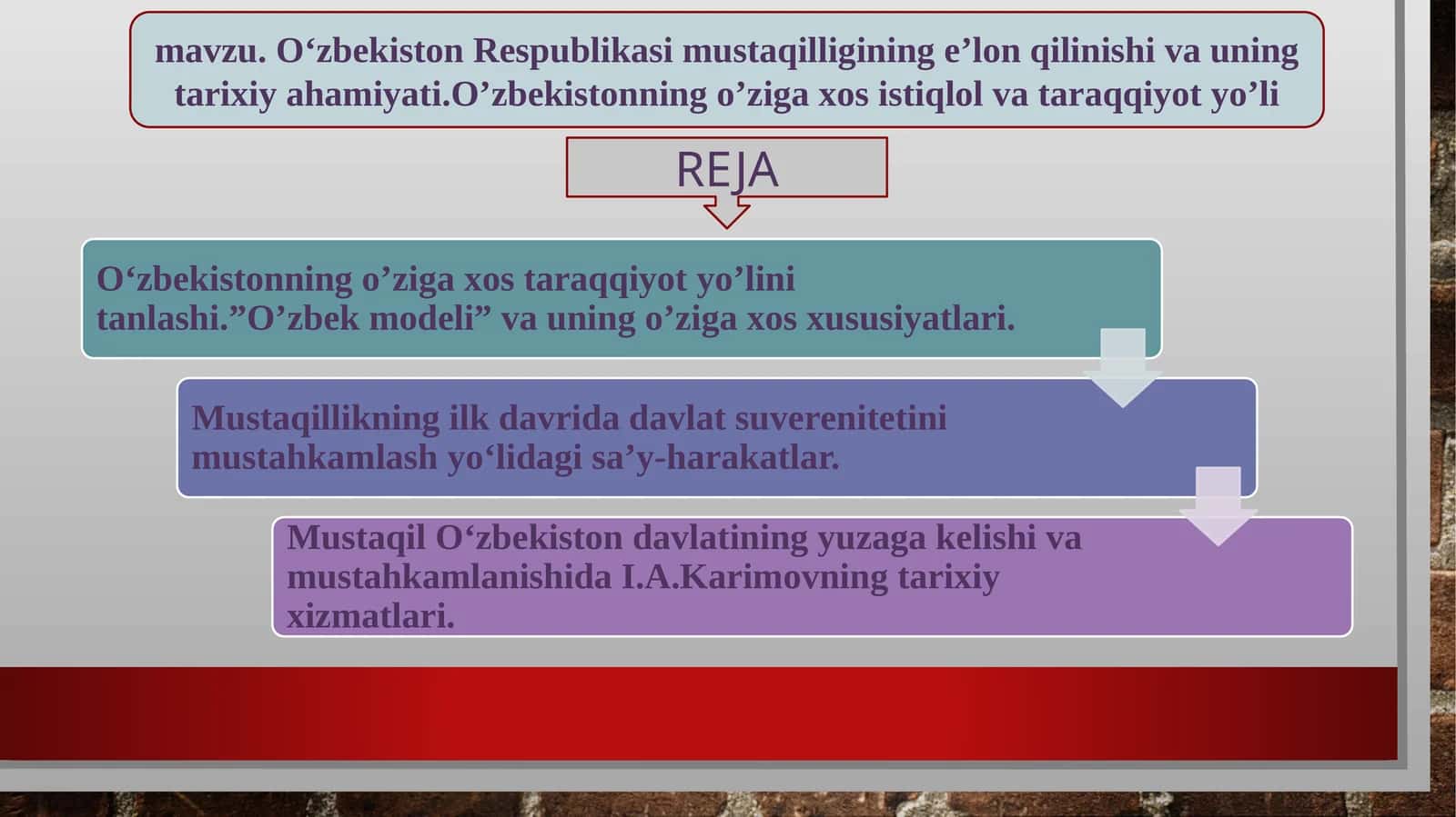 O‘zbеkiston Rеspublikasi mustaqilligining e’lon qilinishi va uning tarixiy ahamiyati