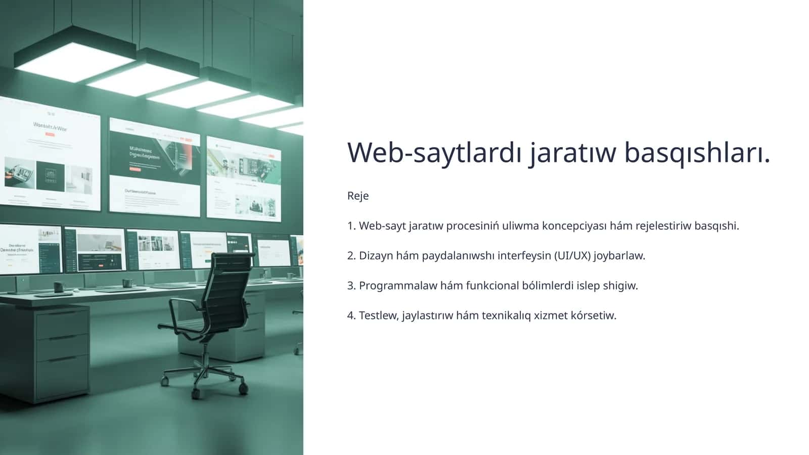 Web-saytlardı jaratıw basqıshları Reje