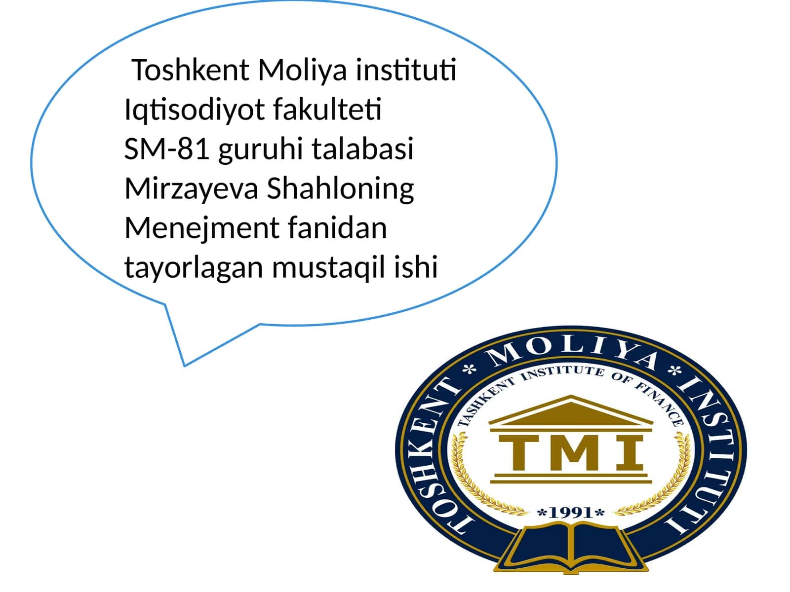 Menejment fanidan tayorlagan mustaqil ishi