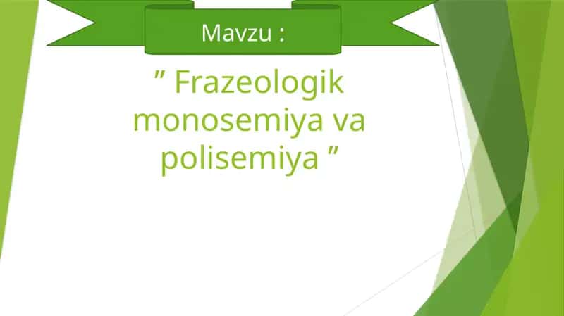 Frazeologik monosemiya va polisemiya
