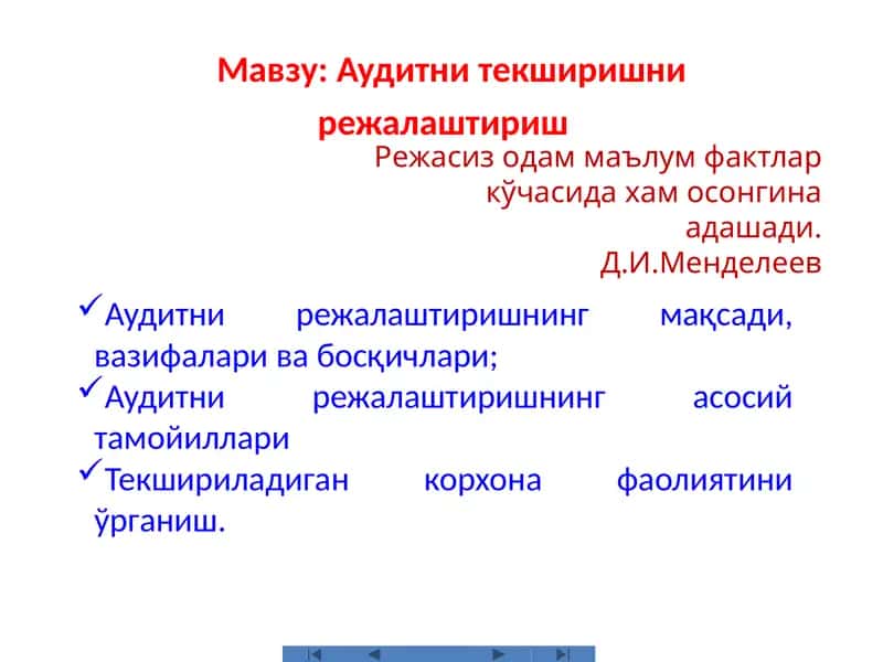 Аудитнитекширишнирежалаштириш