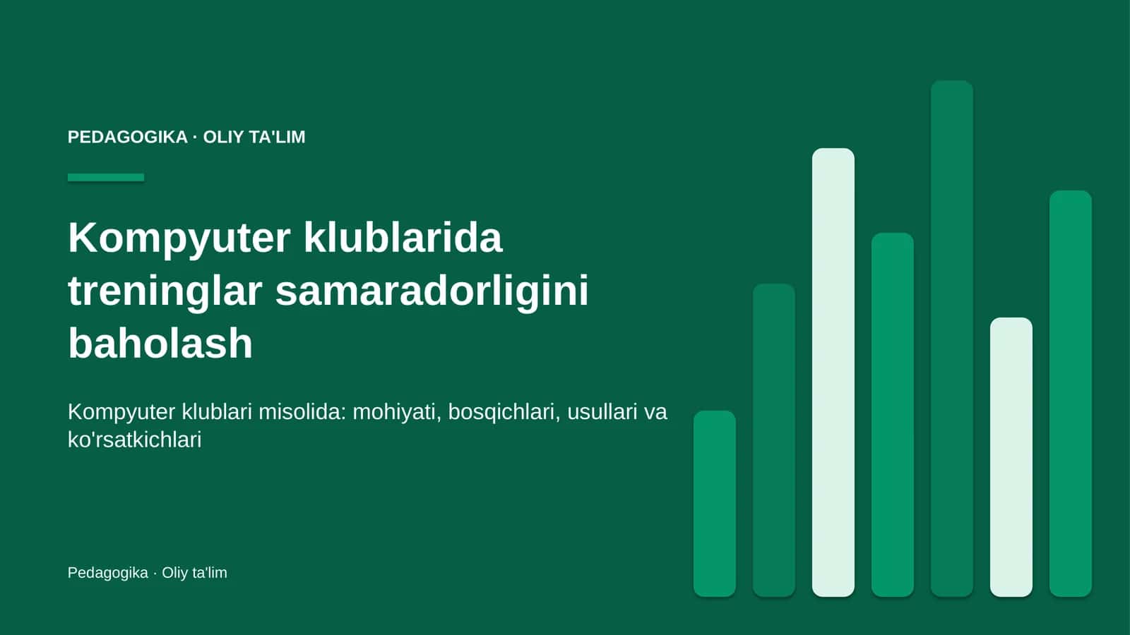 Kompyuter klublarida treninglar samaradorligini baholash