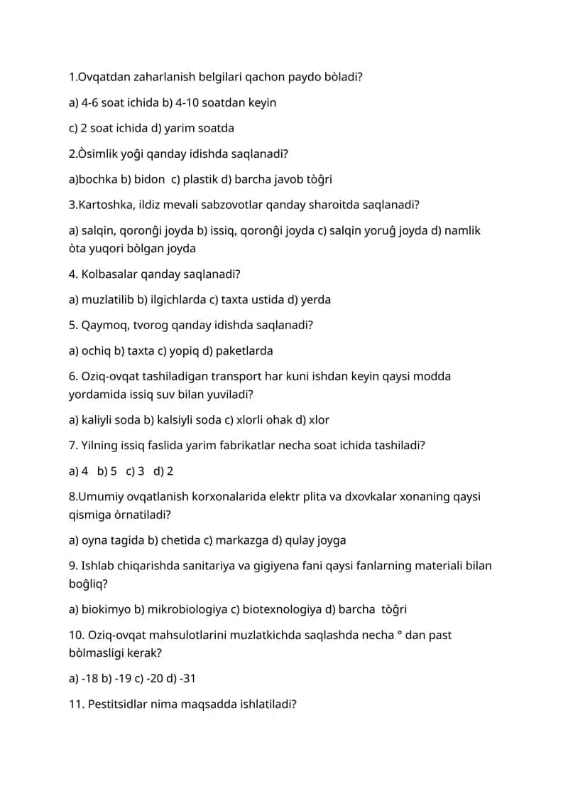 Ovqatdan zaharlanish belgilari