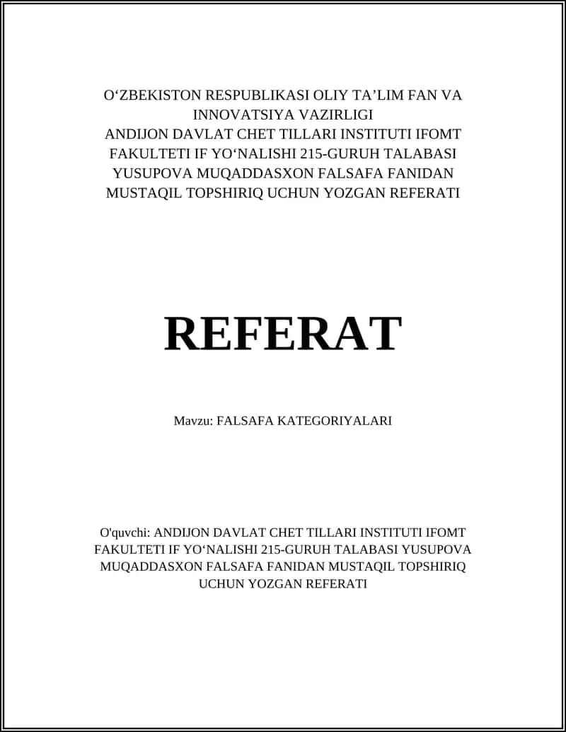 FALSAFA KATEGORIYALARI