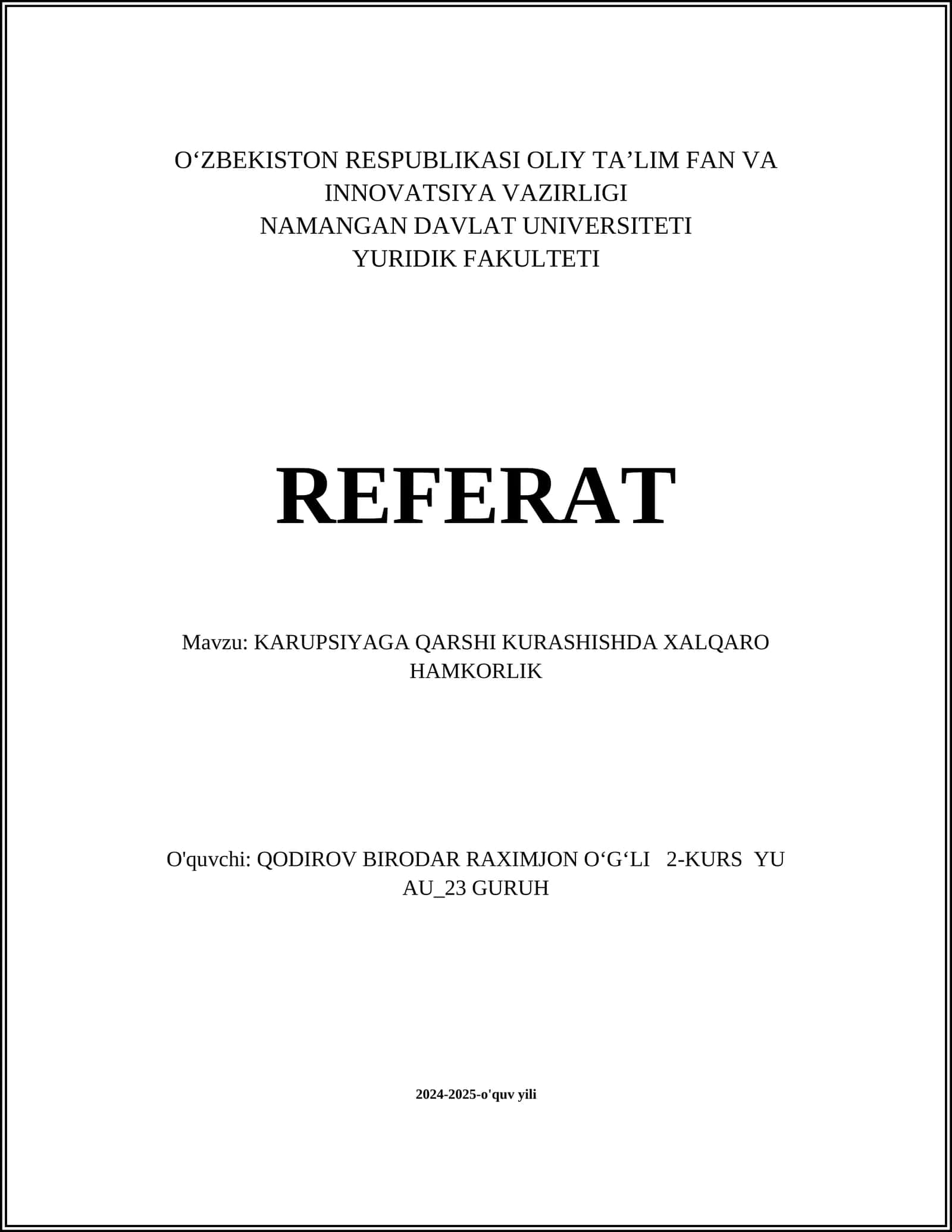 Korruptsiyaga qarshi xalqaro konventsiyalari