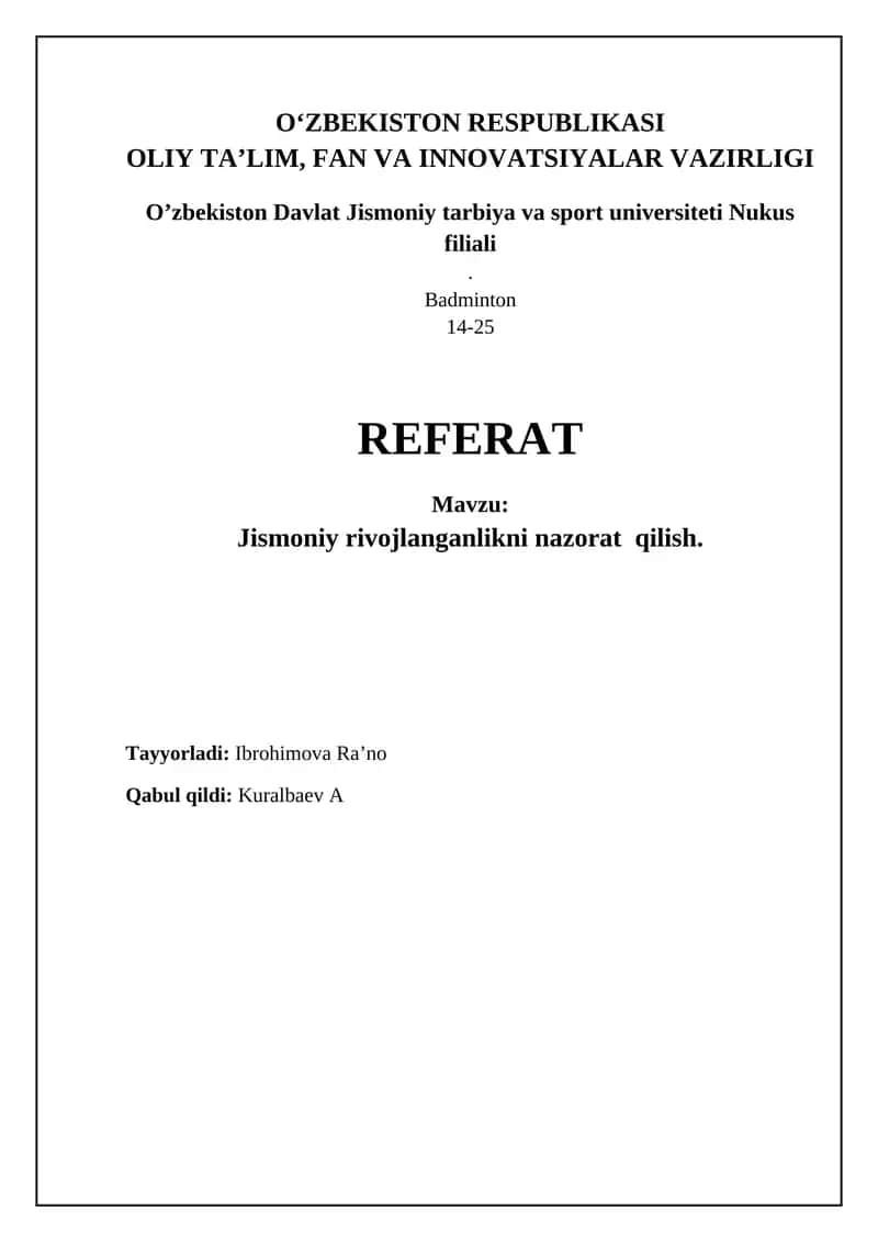 Jismoniy rivojlanish monitoringi: Asosiy tushunchalar va usullar