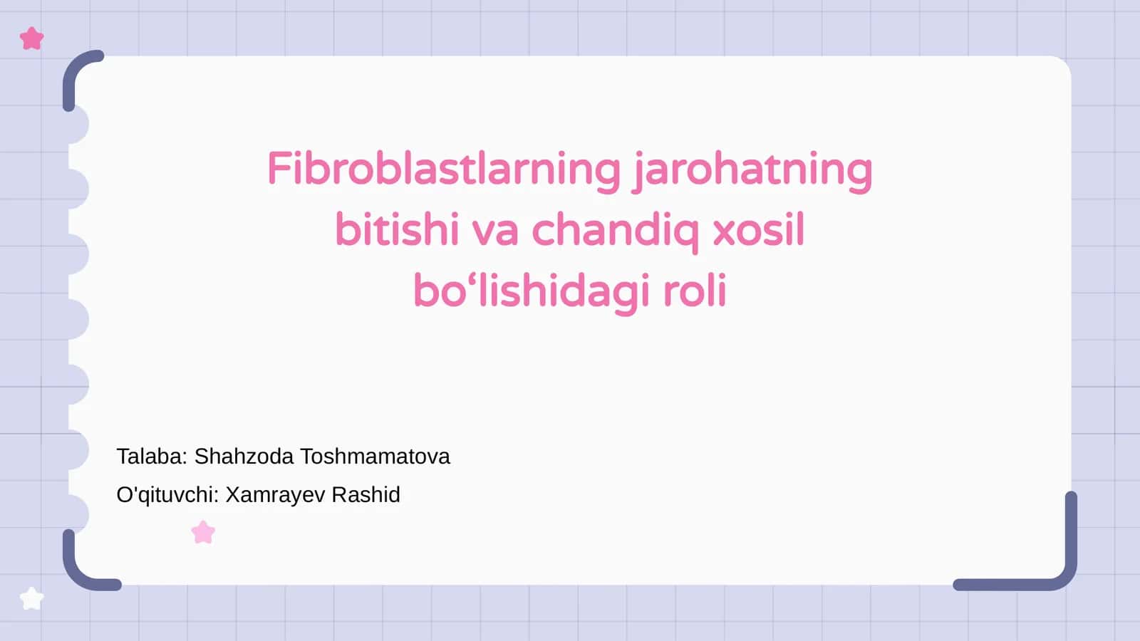 Fibroblastlarning jarohatning bitishi va chandiq xosil bo‘lishidagi roli