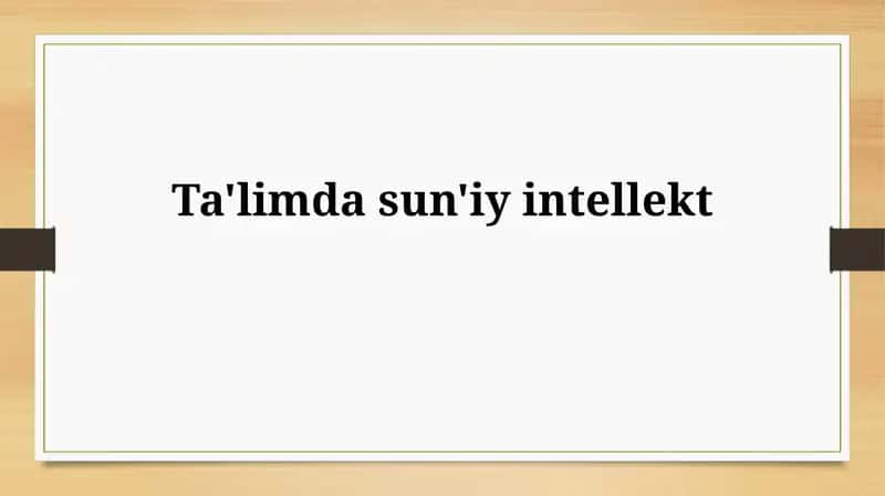 Ta'limda Sun'iy Intellekt