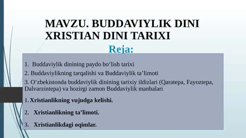 BUDDAVIYLIK DINIXRISTIAN DINI TARIXI