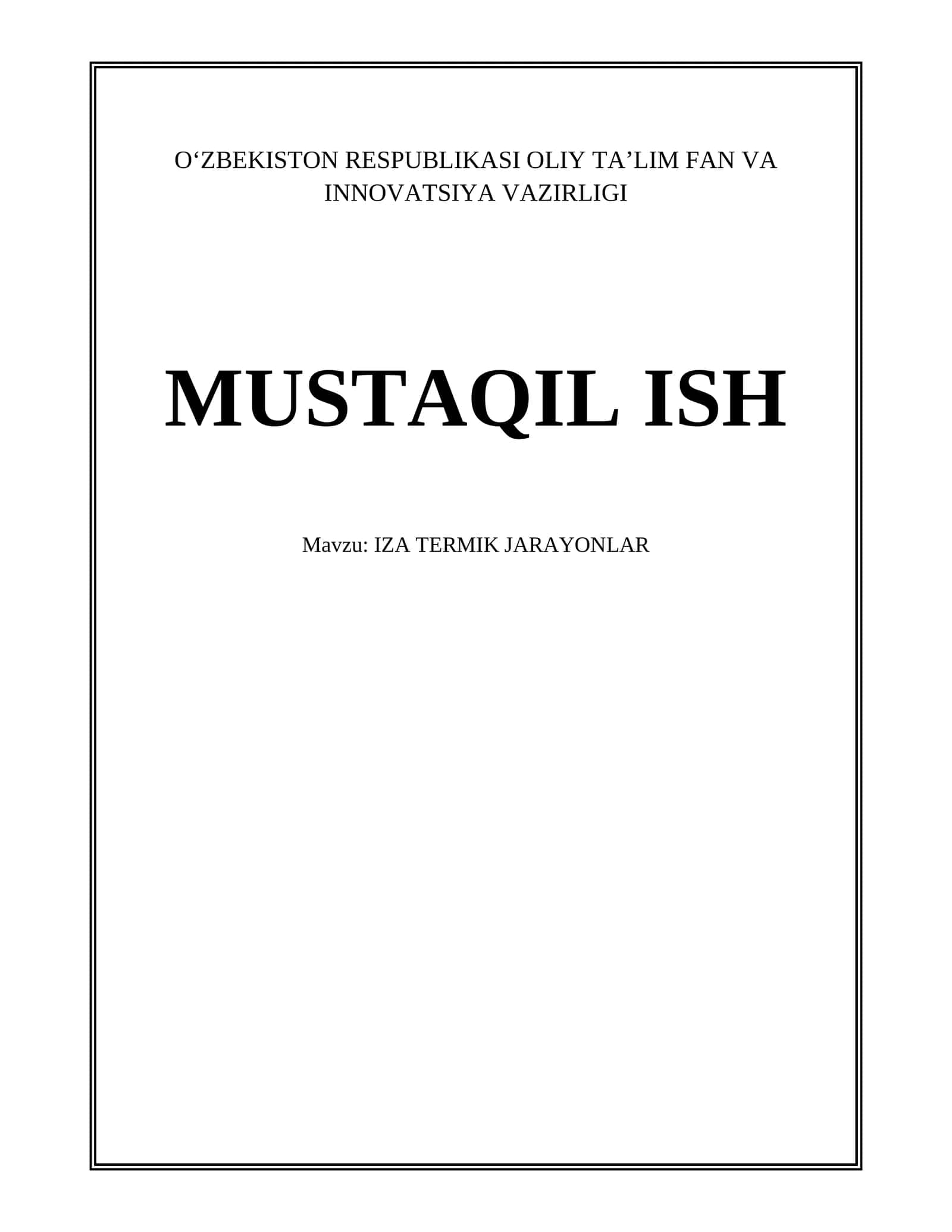 IZA TERMIK JARAYONLAR