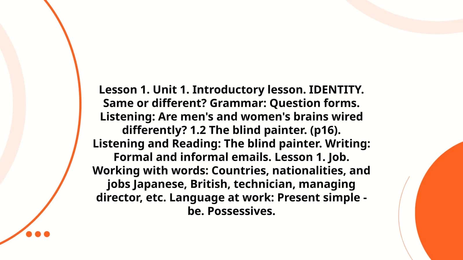 Lesson 1. Unit 1. Introductory lesson