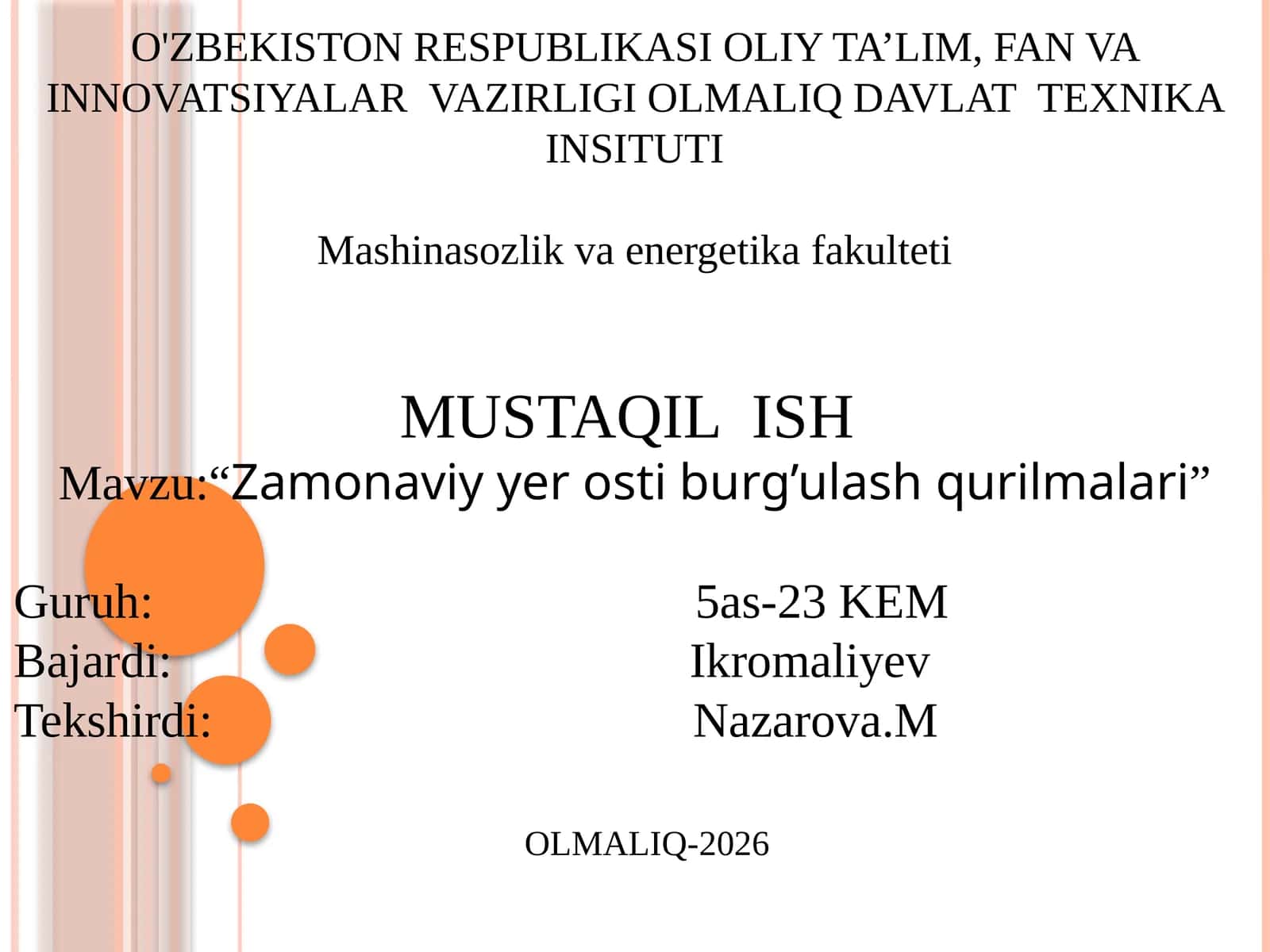 Zamonaviy yer osti burg’ulash qurilmalari