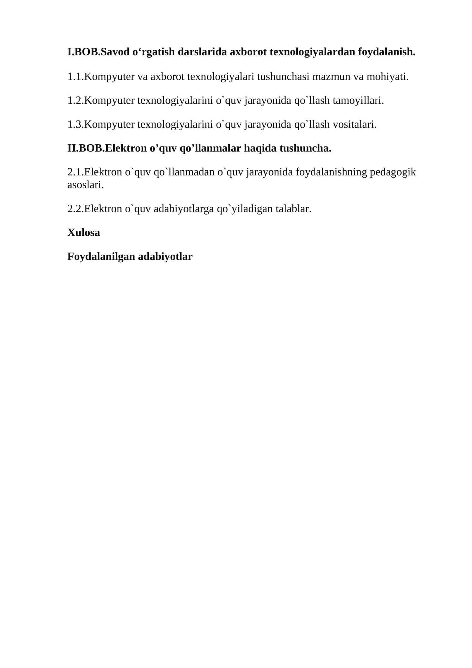 BOB.Savod o‘rgatish darslarida axborot tеxnologiyalardan foydalanish